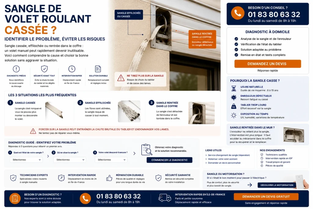 Diagnostiquer une sangle de volet roulant cassée sans aggraver