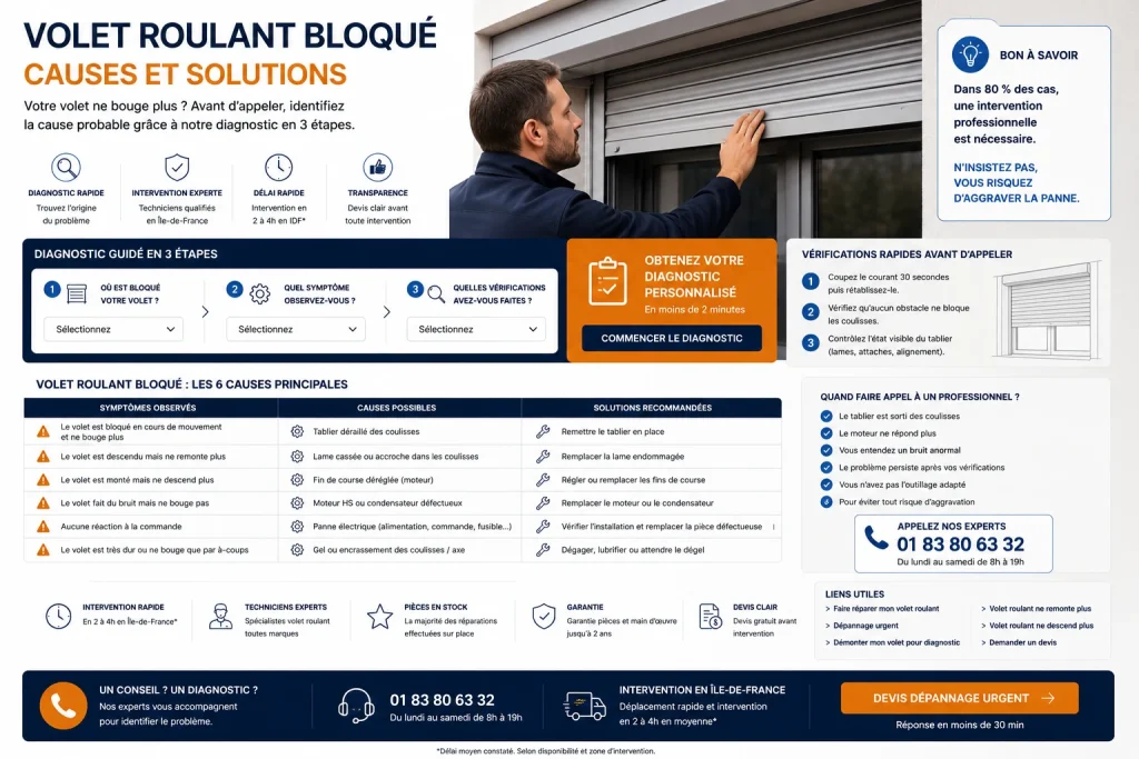 Diagnostiquer un volet roulant bloqué sans aggraver la panne